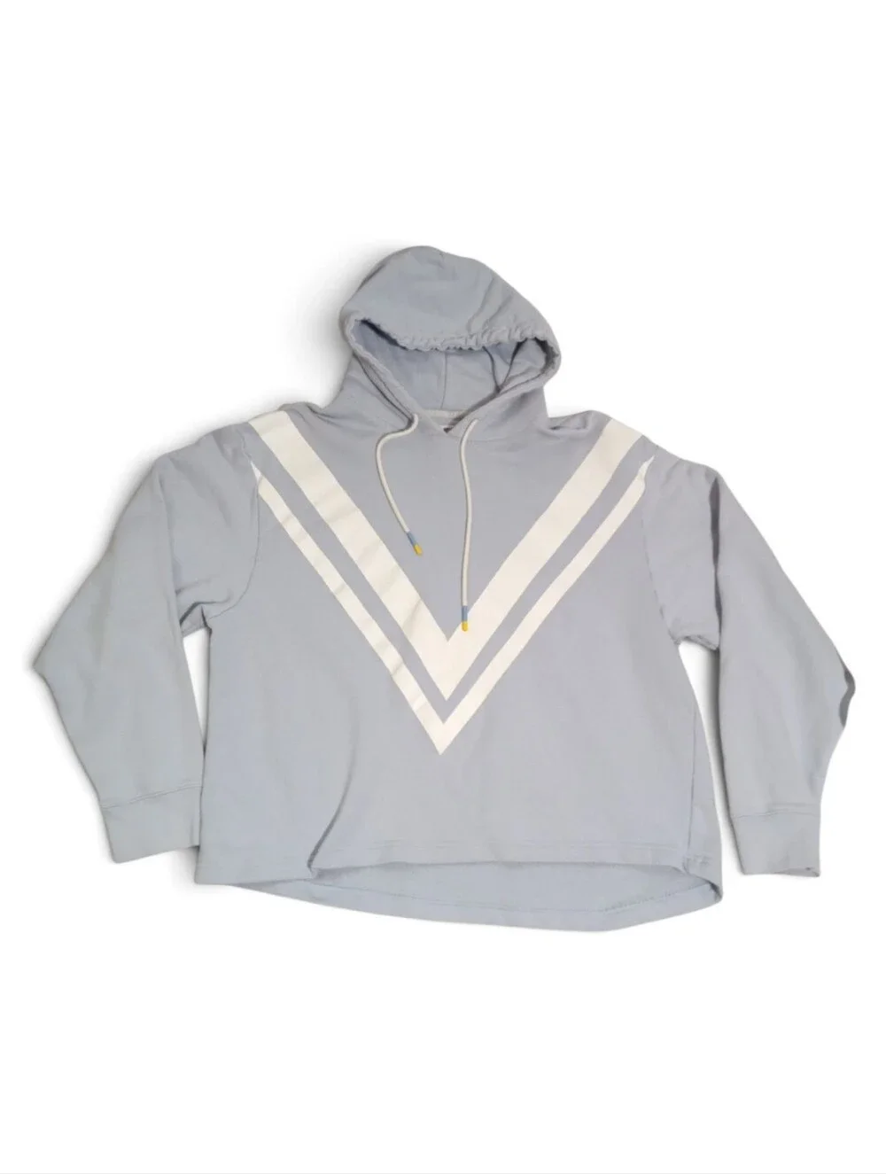 Tory Sport Periwinkle Blue Chevron Cotton Cropped Boxy Pullover Hoodie Sz L
